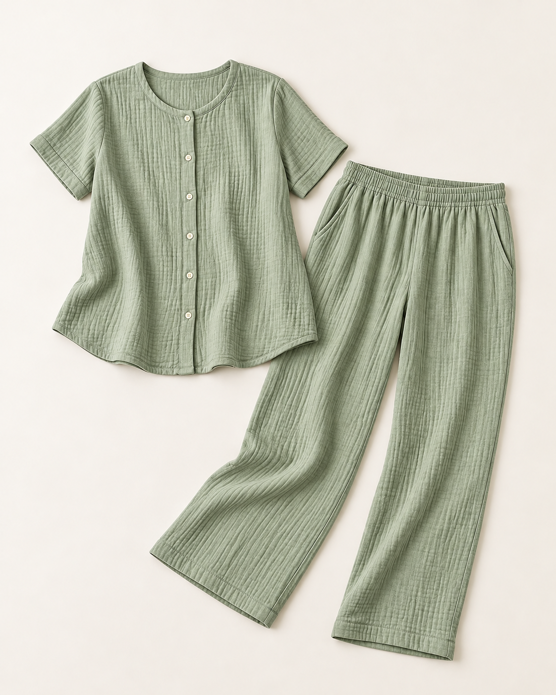Women’s Sage Cotton Double-Gauze Pajama Set