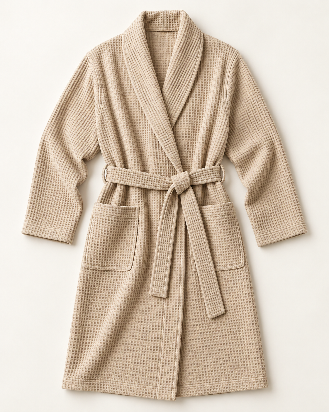 Women’s Sand Cotton Waffle Wrap Robe