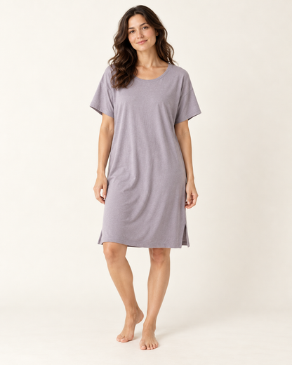 Women’s Lavender Grey Modal-Blend T-Shirt Nightdress