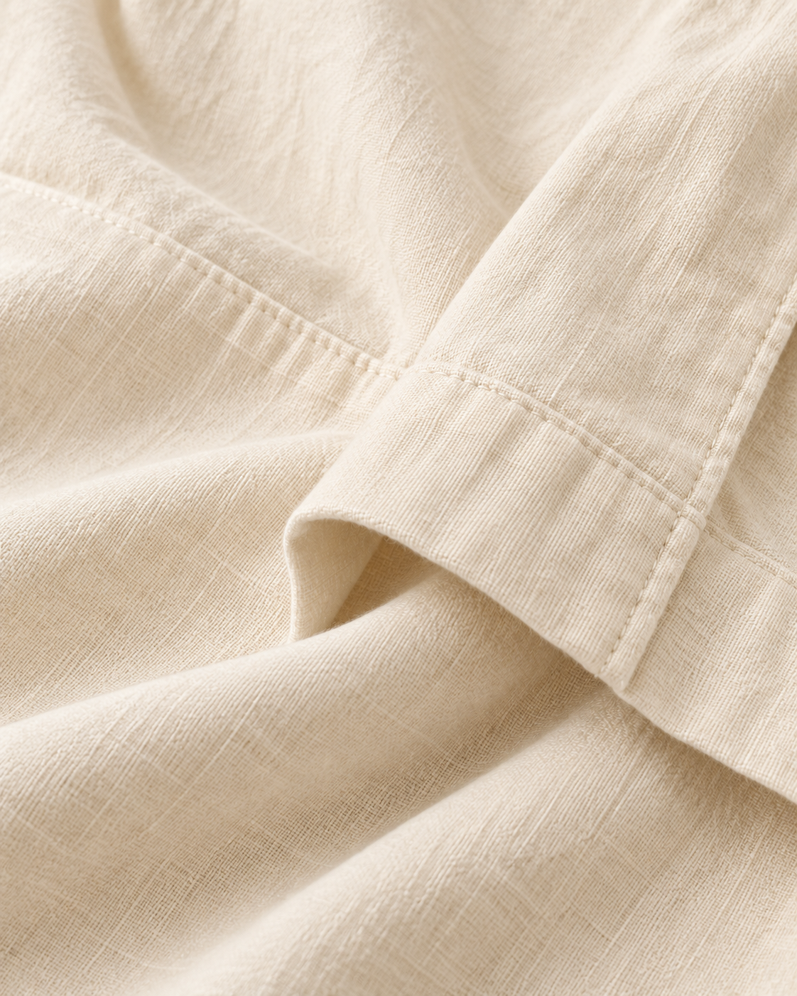 Women’s Ivory Cotton Three-Quarter-Sleeve Wrap Robe