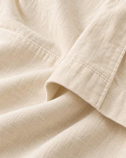 Women’s Ivory Cotton Three-Quarter-Sleeve Wrap Robe