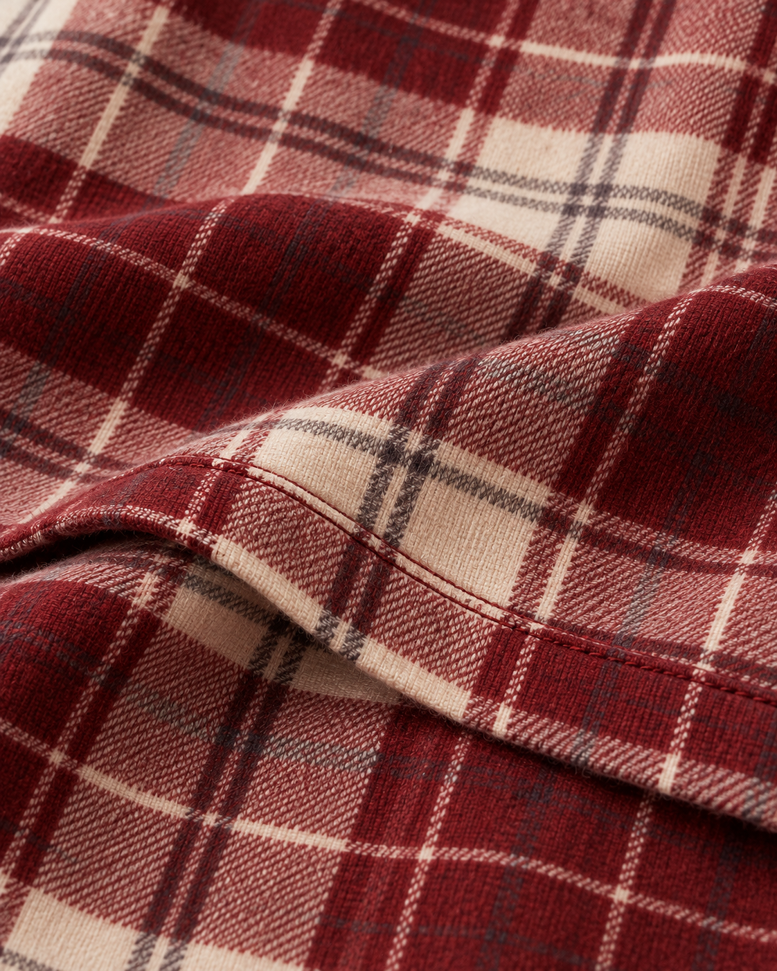 Women’s Burgundy Plaid Cotton Flannel Long Pajama Set