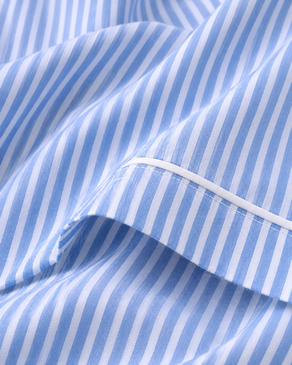 Women’s Blue Stripe Cotton Short-Sleeve Pajama Set