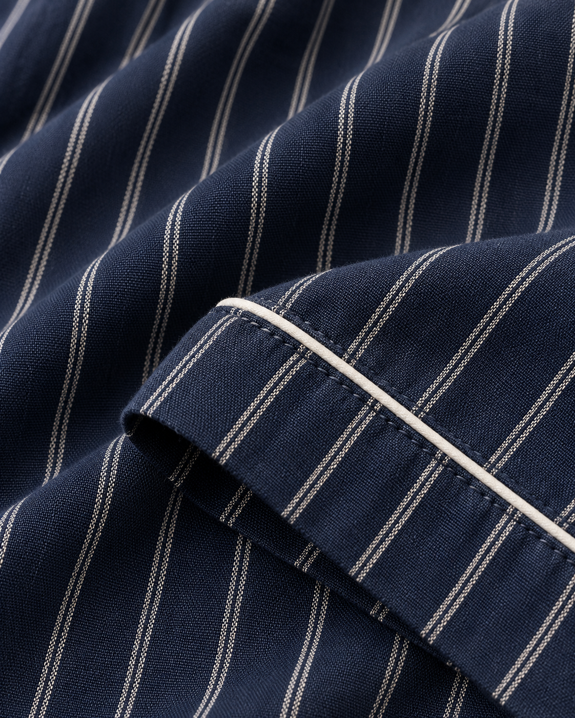 Relaxed Navy Stripe Cotton Long Pajama Set