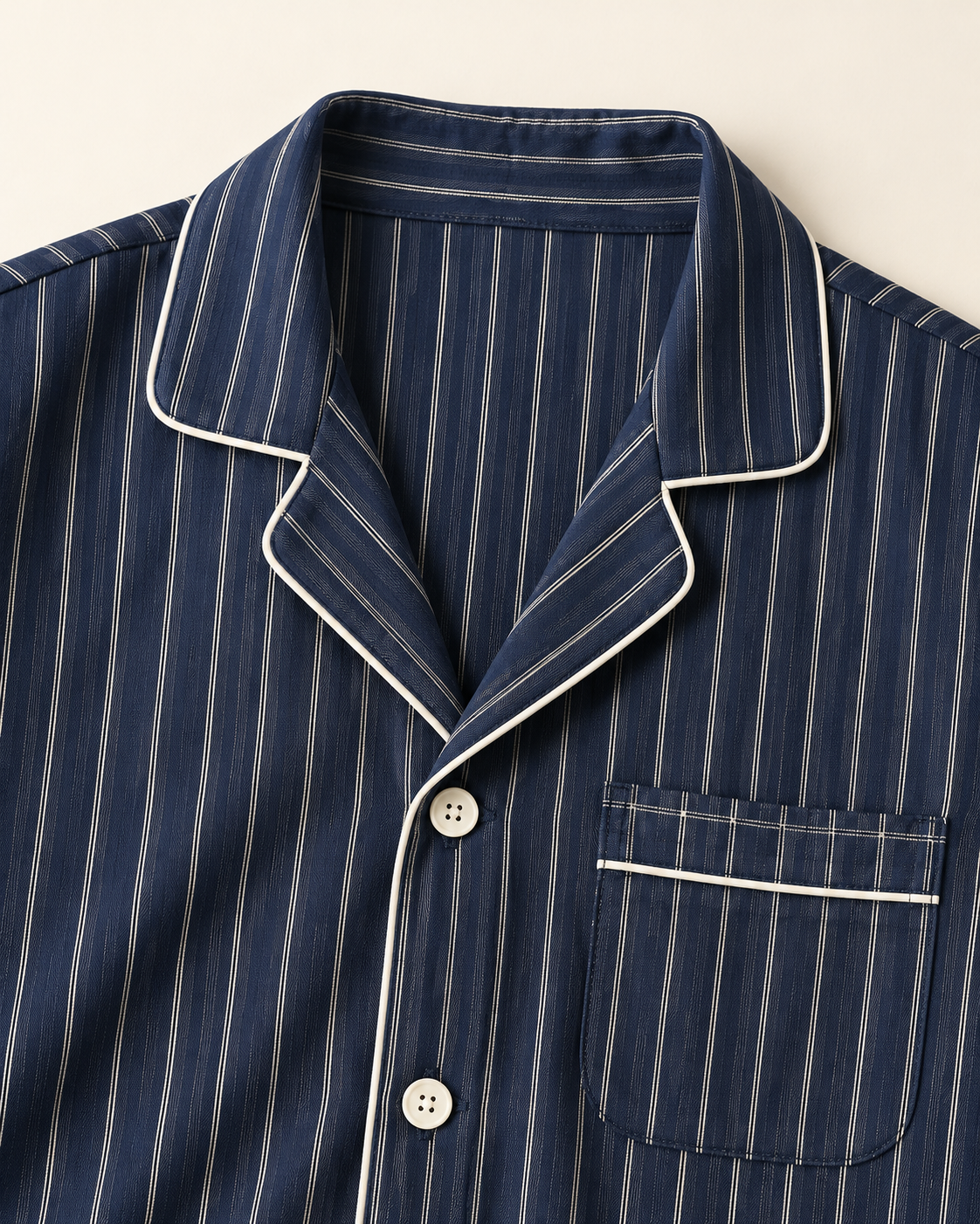 Relaxed Navy Stripe Cotton Long Pajama Set