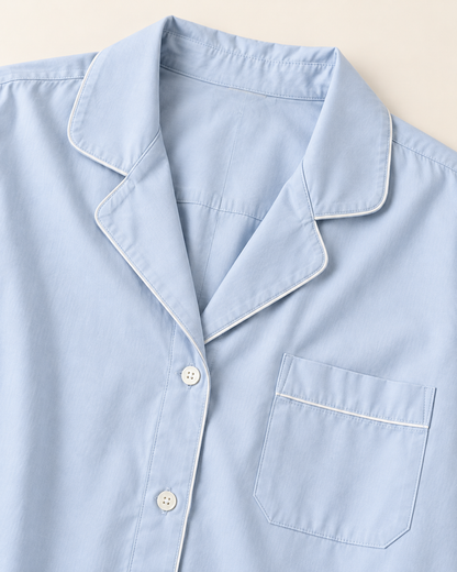 Women’s Powder Blue Cotton Button-Front Nightshirt