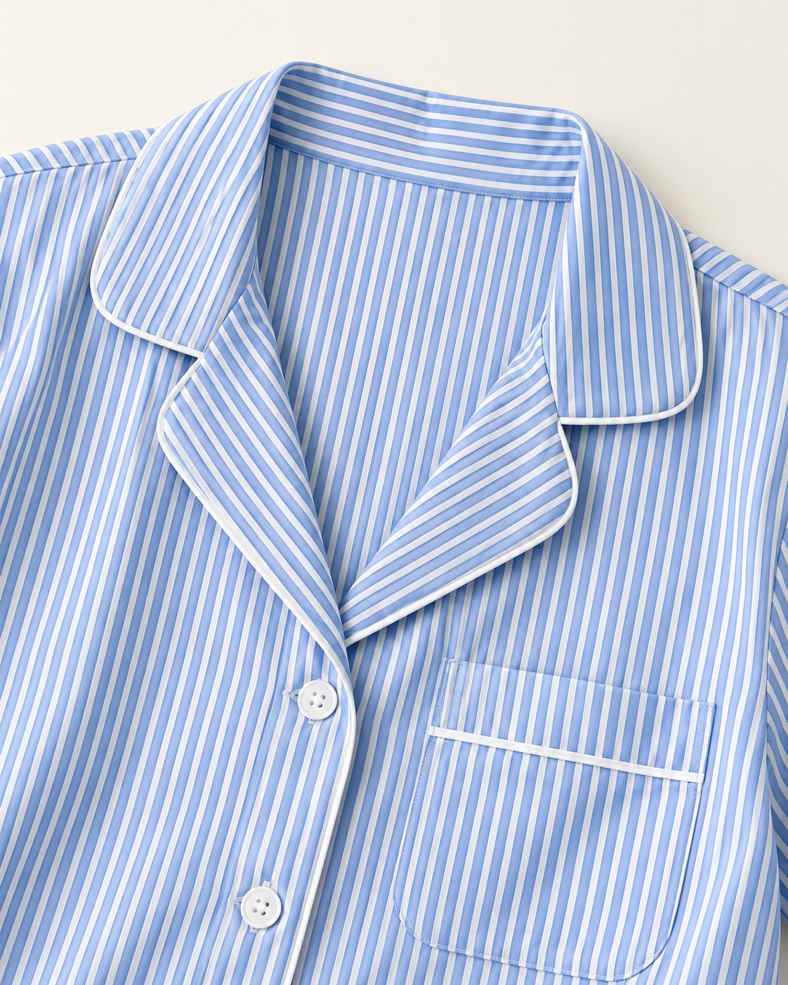 Women’s Blue Stripe Cotton Short-Sleeve Pajama Set