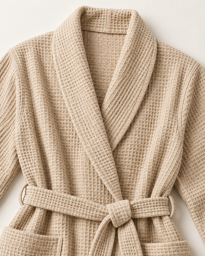 Women’s Sand Cotton Waffle Wrap Robe